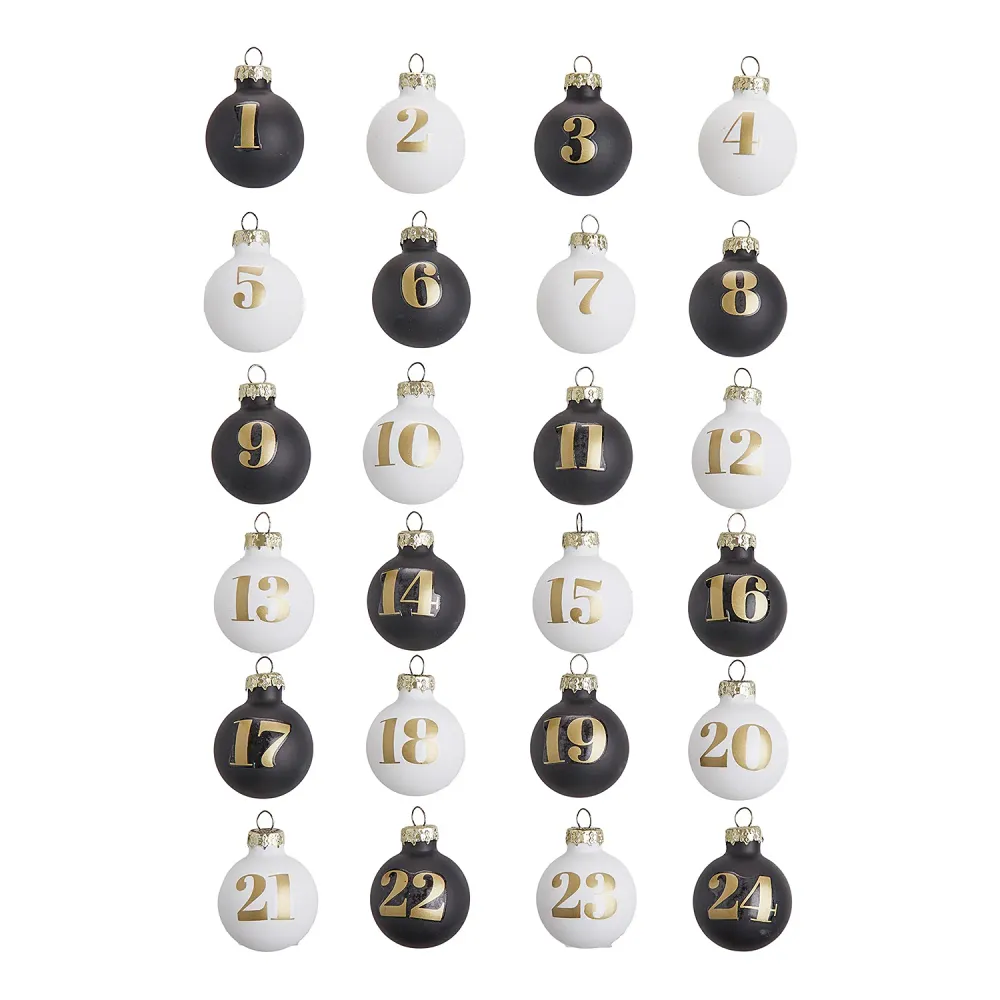 ADVENT set 24 globuri Ø3cm alb/negru