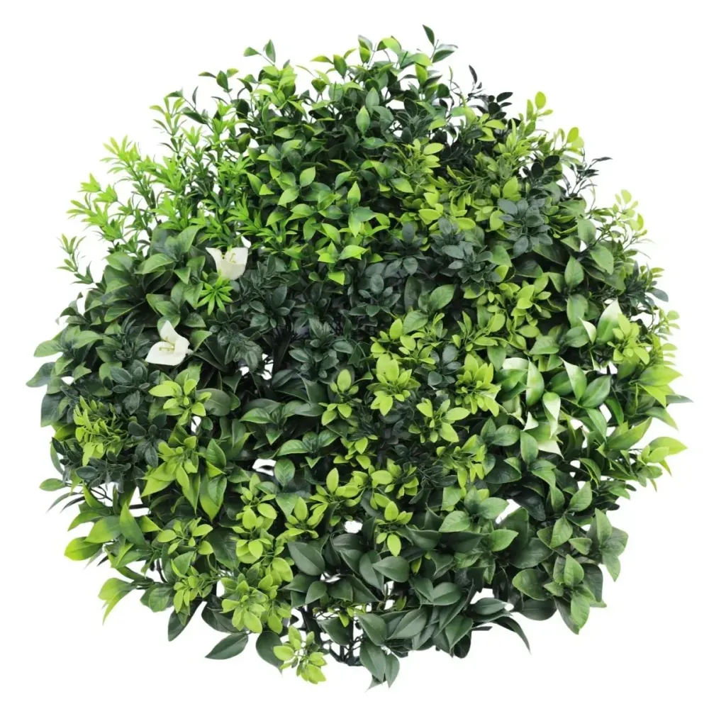 Aranjament decorativ, de perete, cu ramă din aluminiu și plante artificiale Naimeed D7451, diametru 50 cm