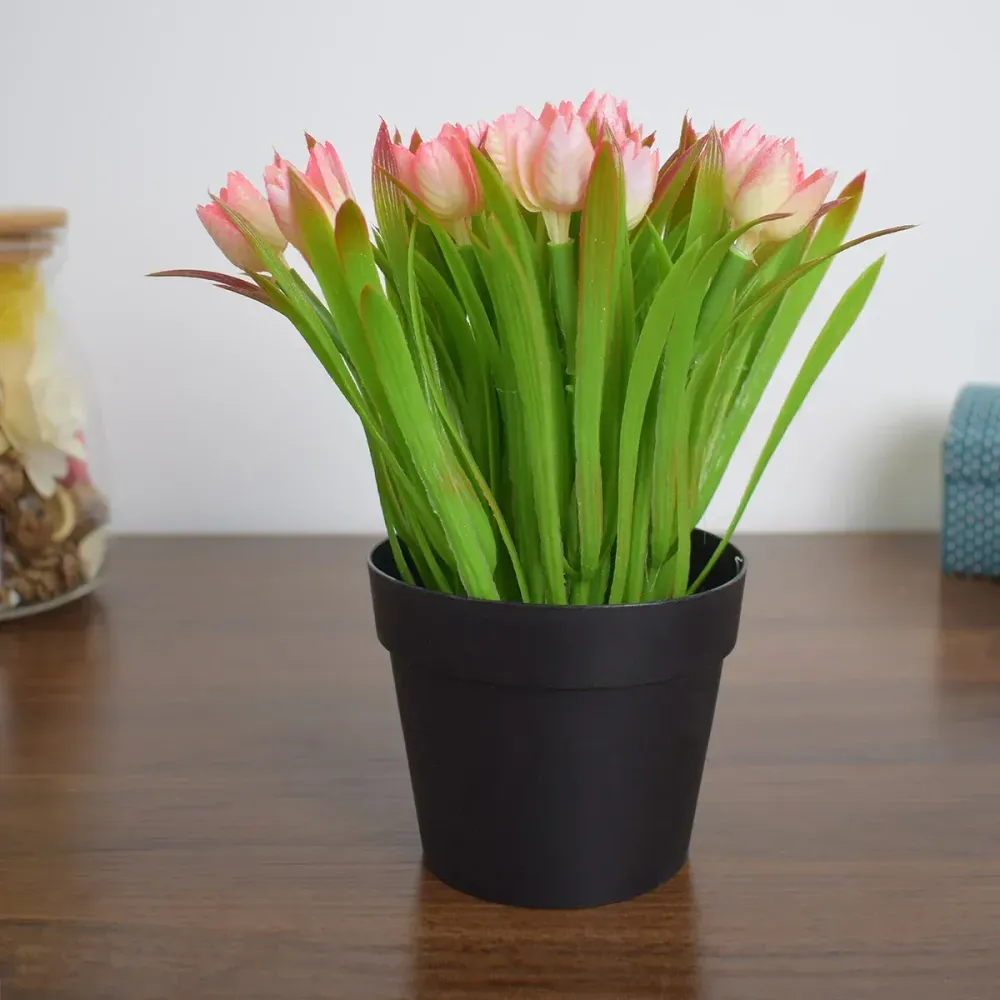 Aranjament floral artificial, ghiveci, Naimeed D4953, Roz