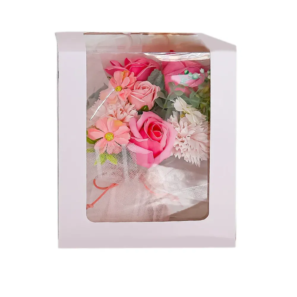 Aranjament floral elegant, flori de sapun, D4063, Roz