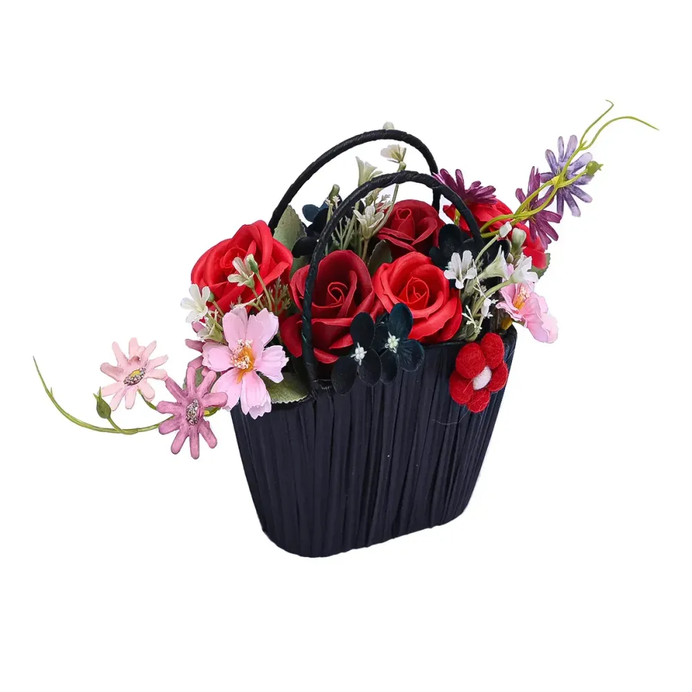Aranjament floral elegant, flori de sapun, D4066, Rosu