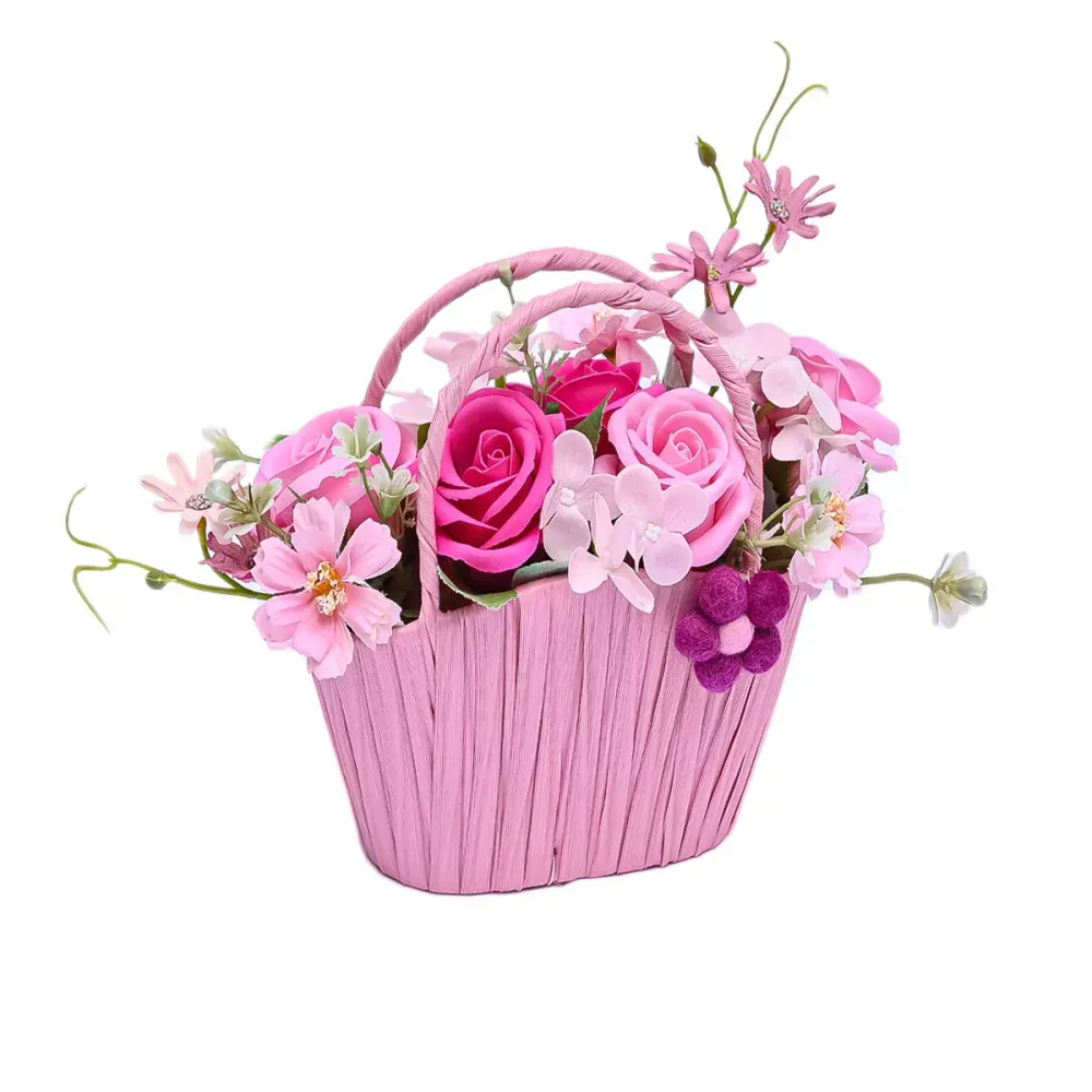 Aranjament floral elegant, flori de sapun, D4066, Roz