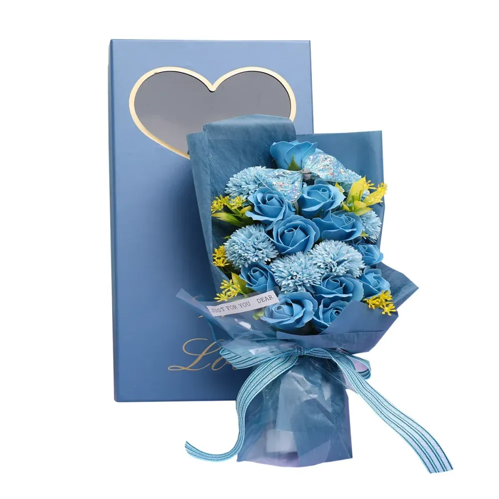 Aranjament floral elegant, flori de sapun, D4068, Blue