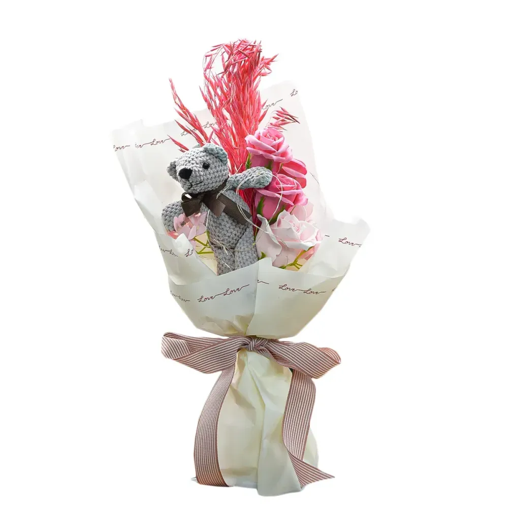 Aranjament floral elegant, flori de sapun, D4084, Roz
