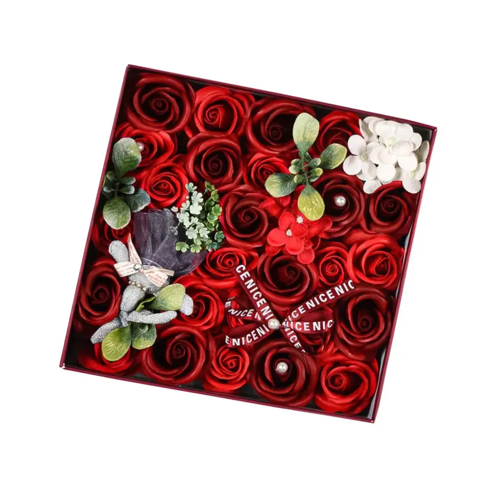 Aranjament floral elegant, flori de sapun, D4086, Rosu