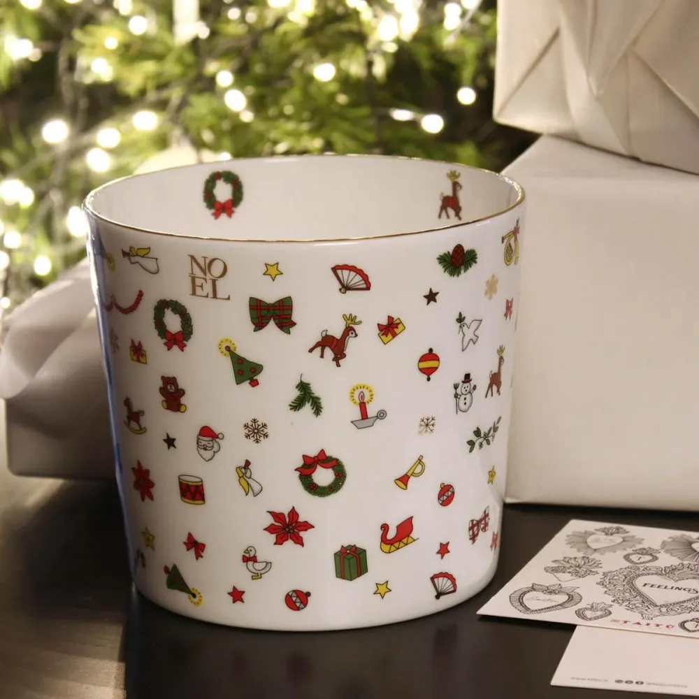 Cachepot mare Taitù Noel Oro Collection Fine Bone China 12-4-15