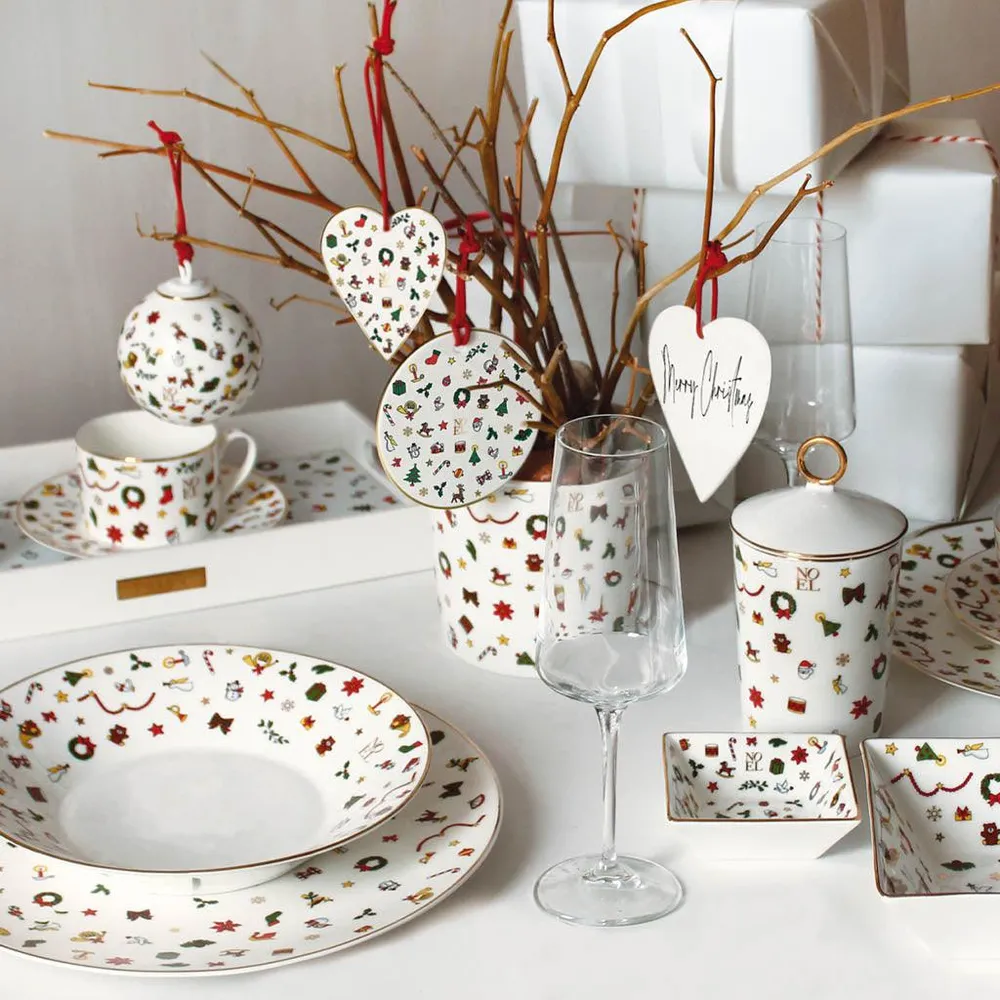 Cachepot mare Taitù Noel Oro Collection Fine Bone China 12-4-15