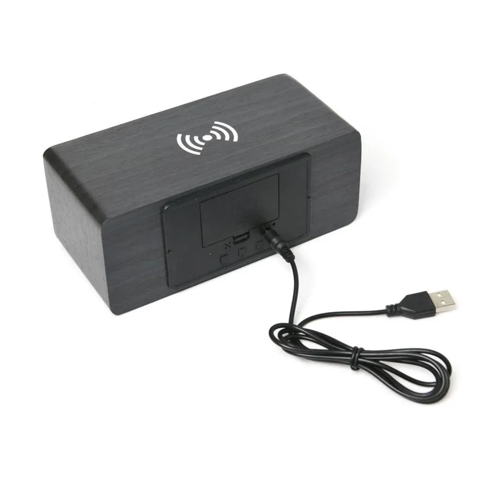 Ceas Digital de Birou cu Încărcare Wireless și Comandă Vocală – Afișaj LED Verde, Termometru, Alarmă și 3 Trepte de Lumina...