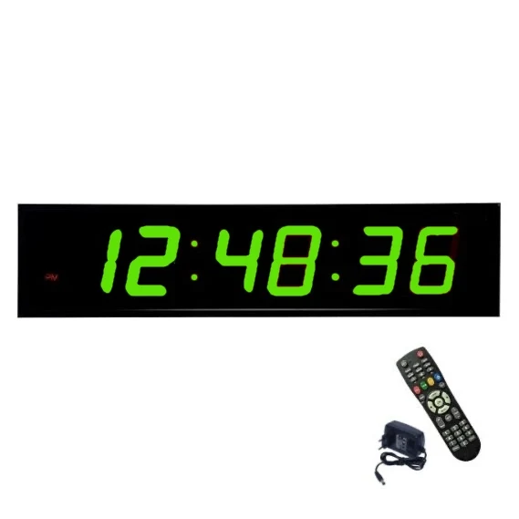 Ceas Digital Mare de Masă și Perete 100cm cu Afișaj LED Verde – Cronometru, Alarma și Telecomandă, Ideal pentru Săli de Sp...