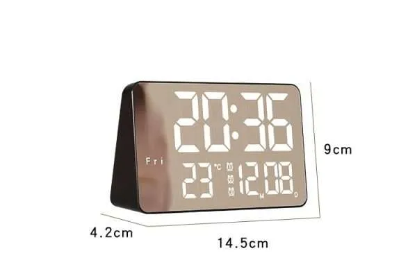 Ceas Digital de Masă cu LED Verde – Alarma, Calendar, Temperatura și Ecran Oglindă, Funcție Snooze și Mod de Noapte pentru...
