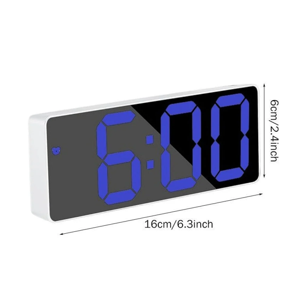 Ceas Electronic de Masă cu LED Albastru, Termometru, Alarmă și Comandă Vocală – Dimensiuni 160x60x25mm, Adaptor Inclus, De...