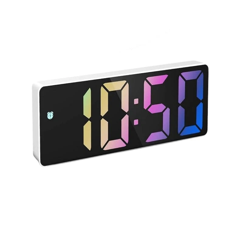 Ceas Electronic de Masă cu LED RGB – Afișaj cu Temperatura, Alarmă și Comandă Vocală, Dimensiuni 160 x 60 x 25 mm, Culoare...