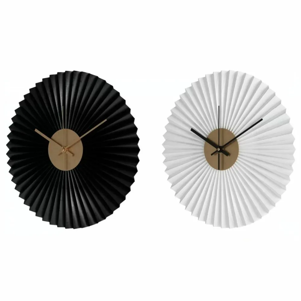 Ceas de Perete DKD Home Decor Alb Negru Alb/Negru Fier Plastic Modern 30 x 4 x 30 cm (2 Unități)