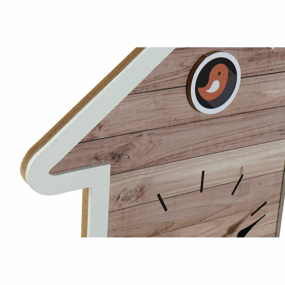 Ceas de Perete DKD Home Decor 32 x 5 x 56 cm Natural Alb Plastic Casă Lemn MDF (2 Unități)