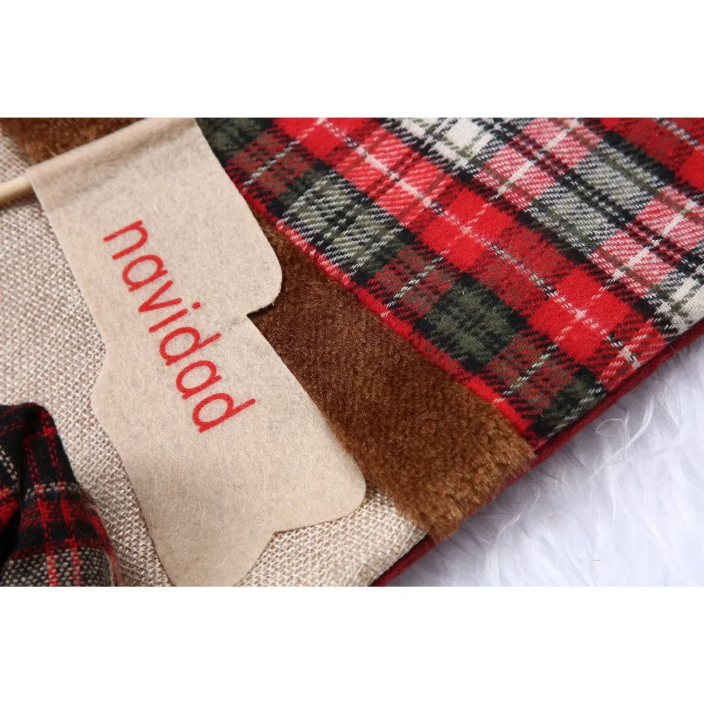 Ciorap Cadouri,Vivimall,cu model Mos Craciun,crem, marimea 20x40 cm, textil, interior