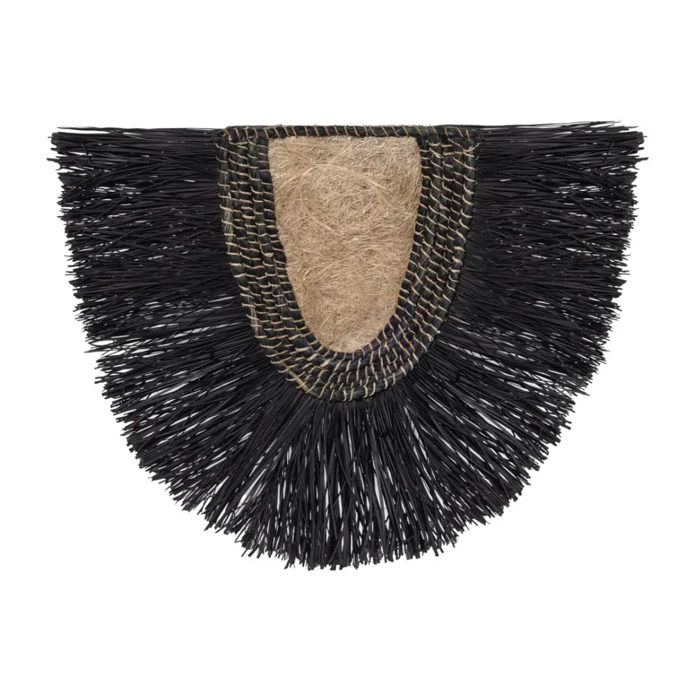 Decoratiune perete neagra din abaca si iarba Pandanus Abadi