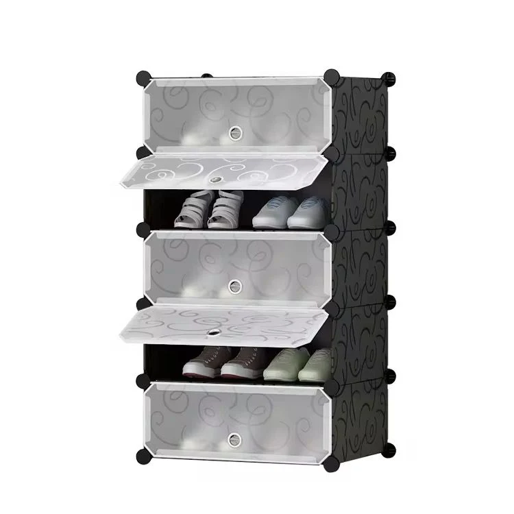 Dulapr Modular pentru Incaltaminte, cu 5 Niveluri, Design Portabil cu Usi, 85 x 47 x 37cm