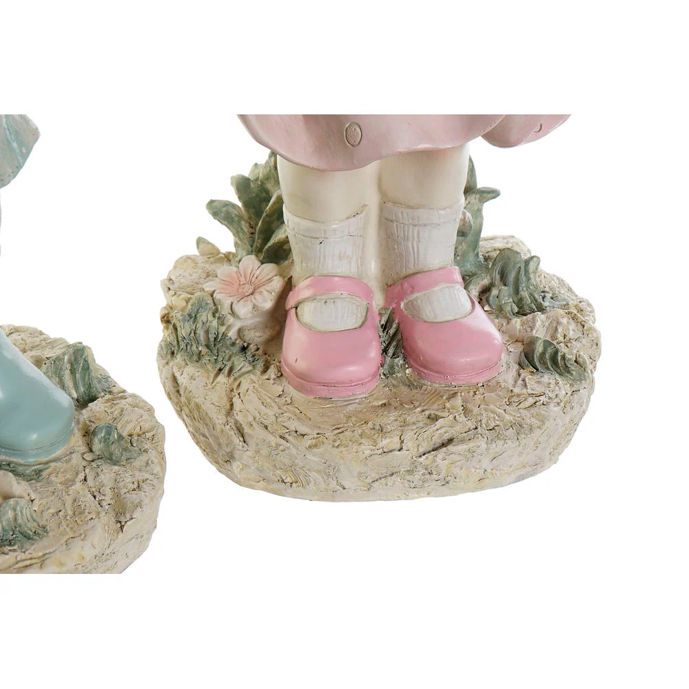 Figură Decorativă DKD Home Decor 28 x 20 x 48,5 cm Albastru Roz Copil (2 Unități)