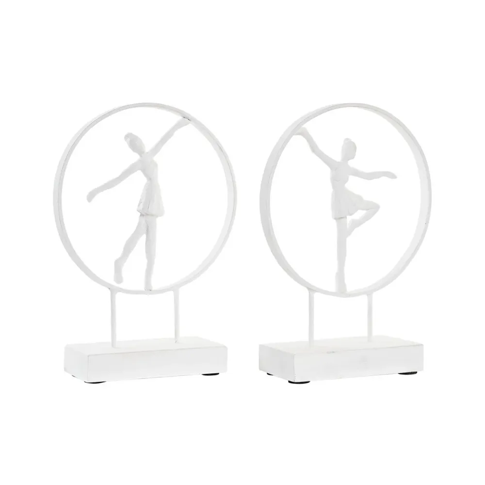 Figură Decorativă DKD Home Decor 23 x 9 x 33 cm Alb Balerină (2 Unități)
