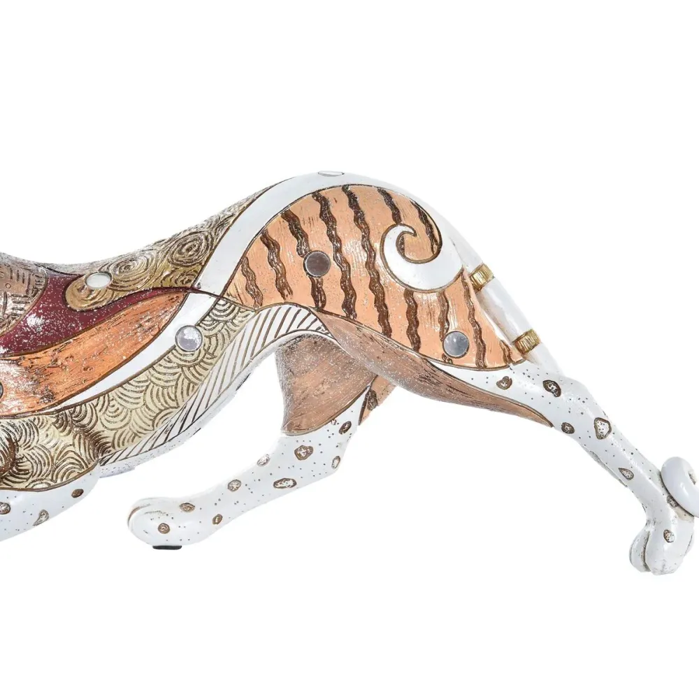 Figură Decorativă DKD Home Decor Alb Multicolor Portocaliu Alb/Portocaliu Leopard Colonial 30 x 40 cm 37 x 10 x 13 cm