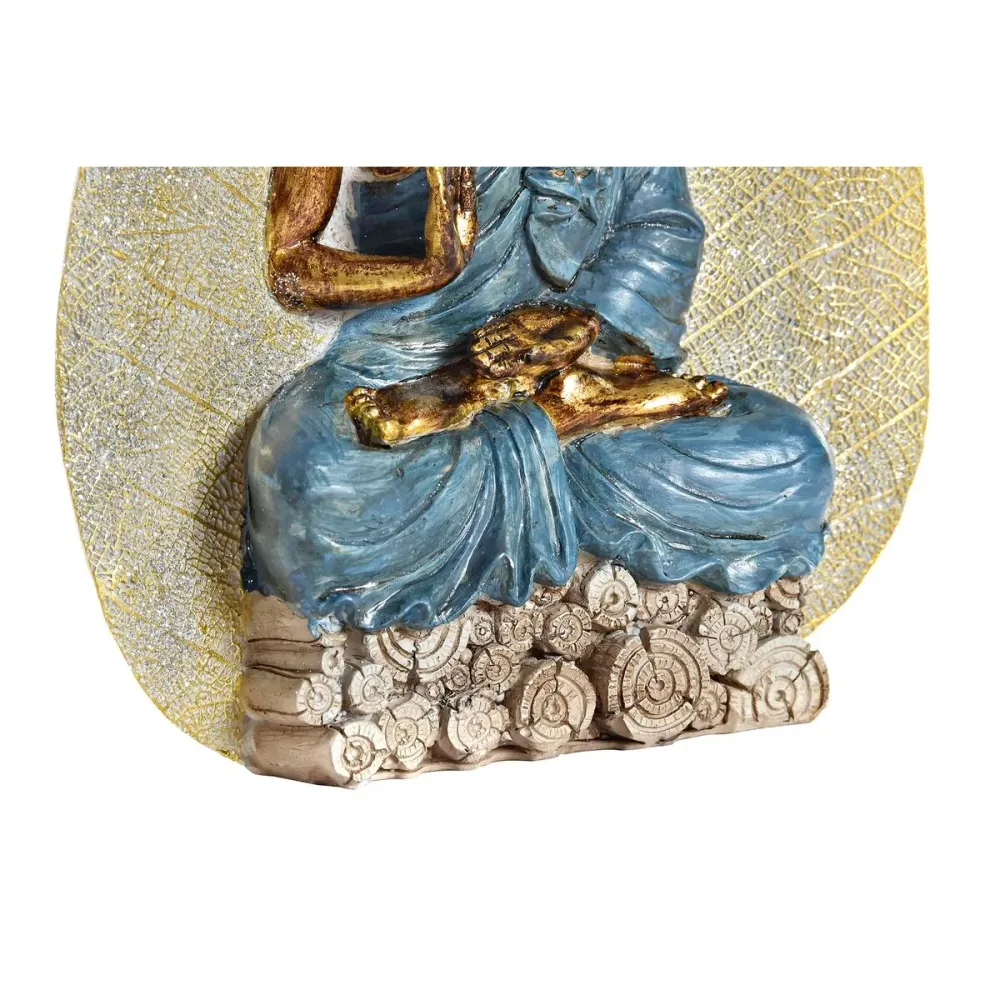 Figură Decorativă DKD Home Decor Albastru Roșu Portocaliu Auriu* Buda Oriental 15,5 x 5 x 20,7 cm (3 Piese)