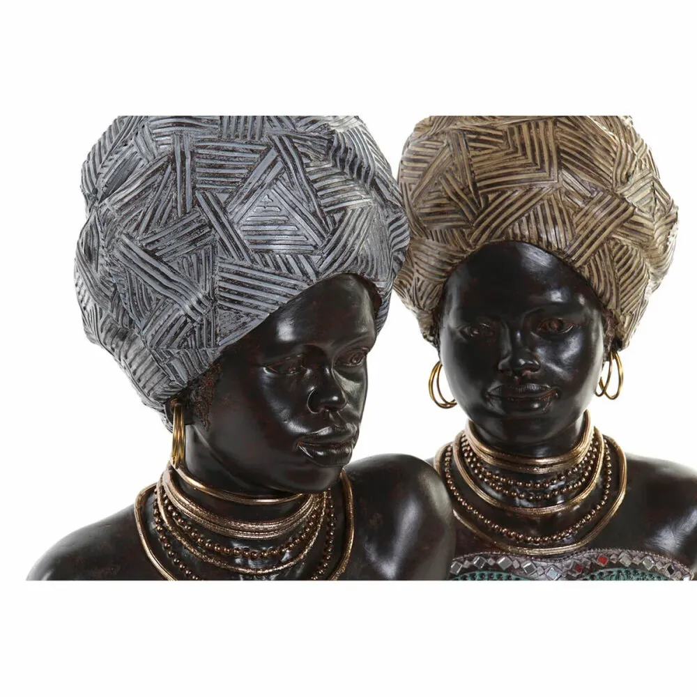 Figură Decorativă DKD Home Decor 24 x 18 x 36 cm Argintiu Auriu* Colonial Africană (2 Unități)