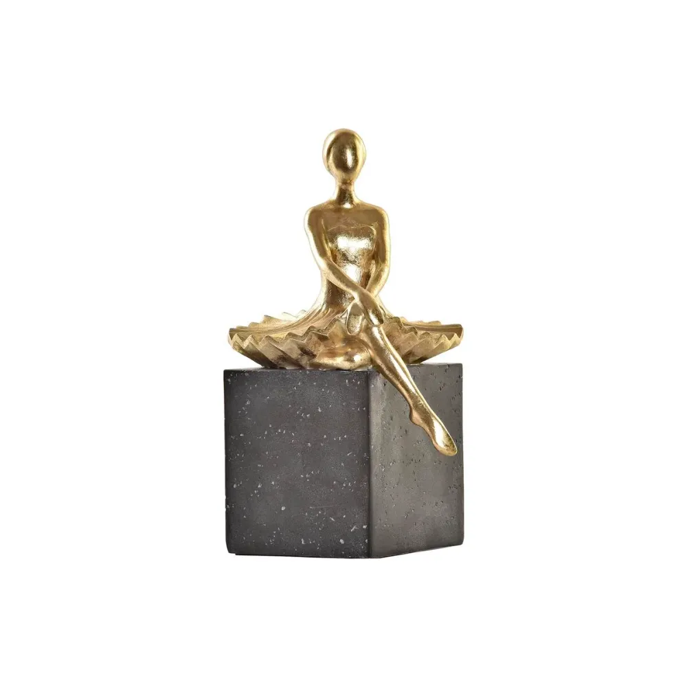 Figură Decorativă DKD Home Decor Balerină Auriu* Rășă Gri închis (21,5 x 23 x 32 cm)