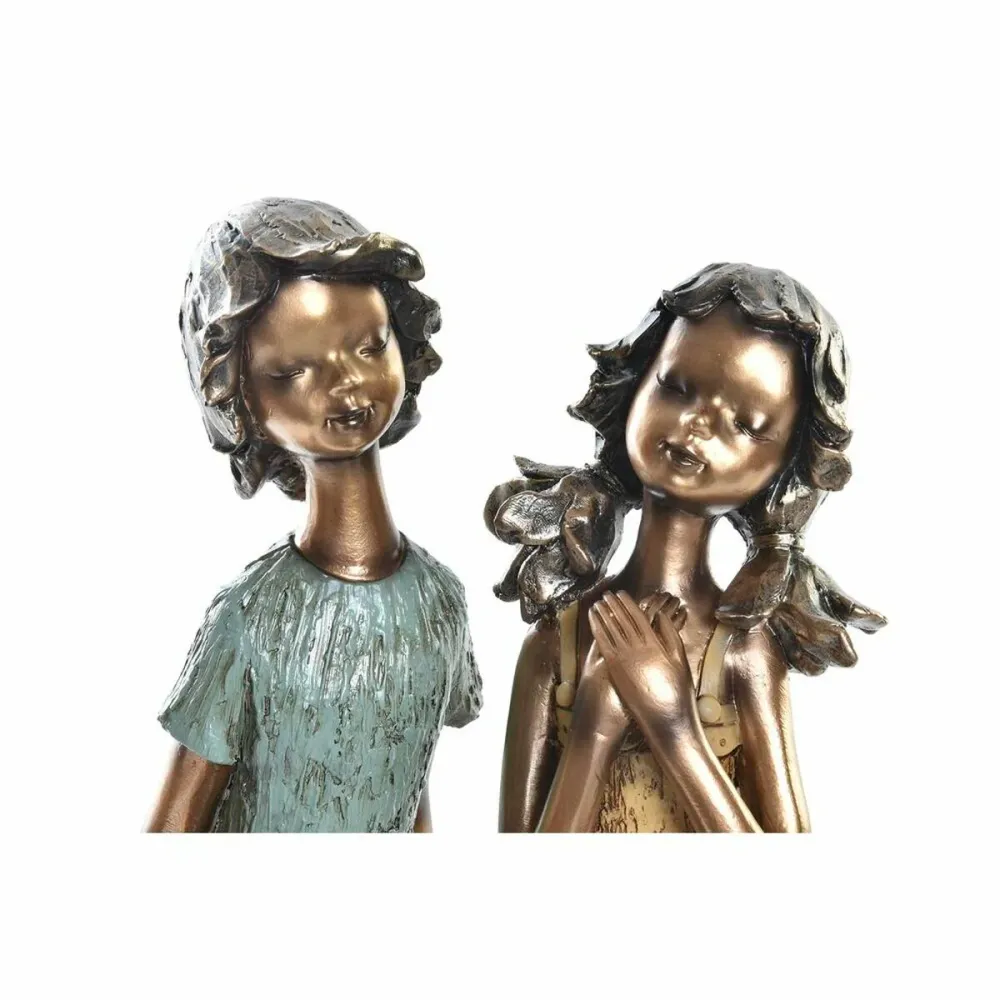 Figură Decorativă DKD Home Decor 17 x 13 x 22 cm Roșu Auriu* Turquoise Băieți (2 Unități)