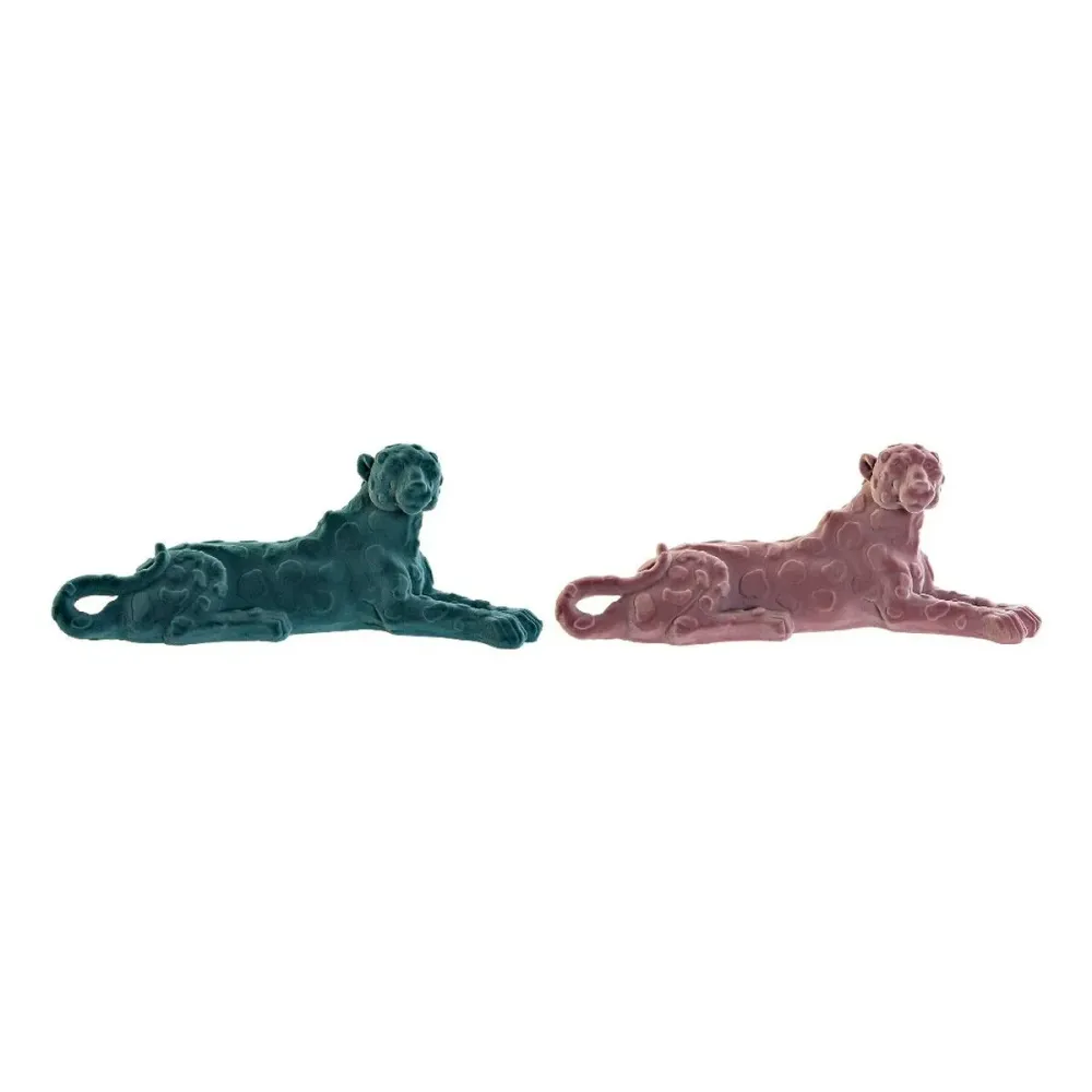 Figură Decorativă DKD Home Decor Verde Roz Rășă Cu șuvițe Leu 26,5 x 9 x 11 cm