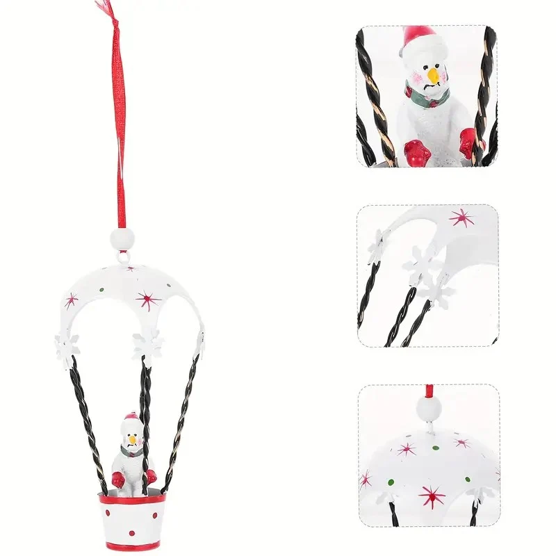 Figurina pentru Brad de Craciun, Vivimall, Model Om de Zapada Balon cu Aer Cald, Ornament pentru Brad, din Metal, 11 x 5.5...