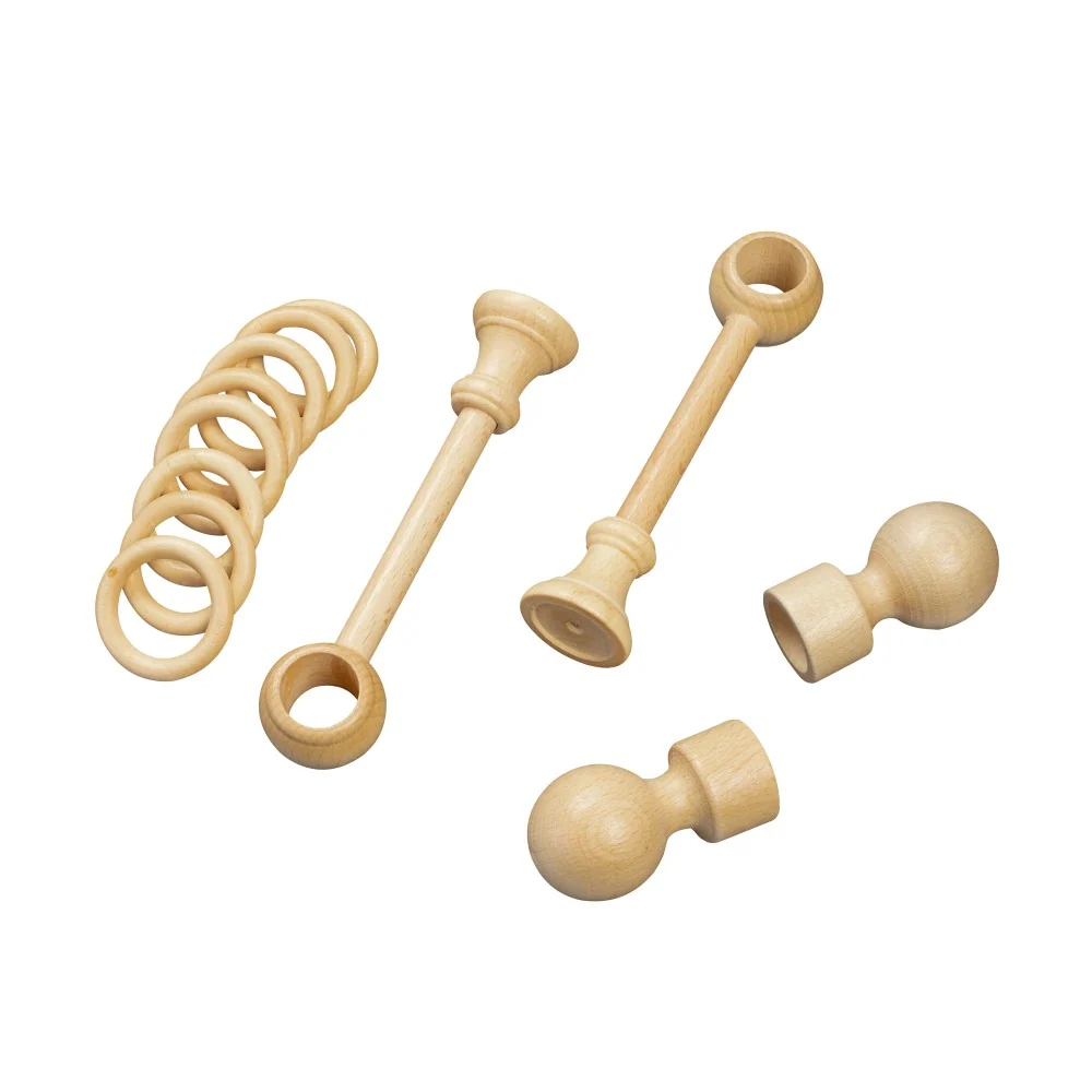 Galerie simpla lemn masiv Giro, consola standard, nuanta natur, 320 cm - KIT COMPLET