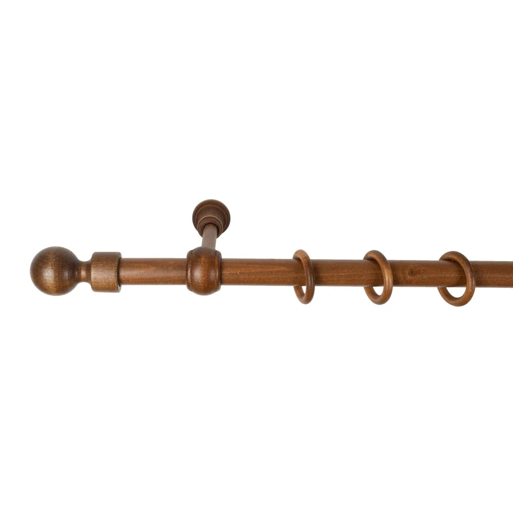 Galerie simpla lemn masiv Giro, consola standard, nuanta nuc, 220 cm - KIT COMPLET