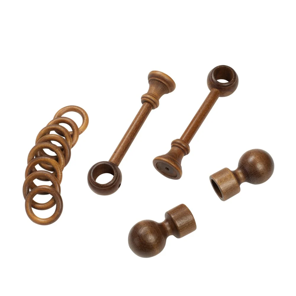 Galerie simpla lemn masiv Giro, consola standard, nuanta nuc, 220 cm - KIT COMPLET