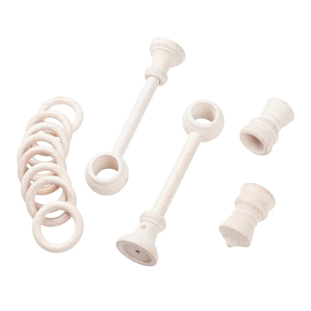 Galerie simpla lemn masiv King, consola standard, nuanta alb-antic, 120 cm - KIT COMPLET