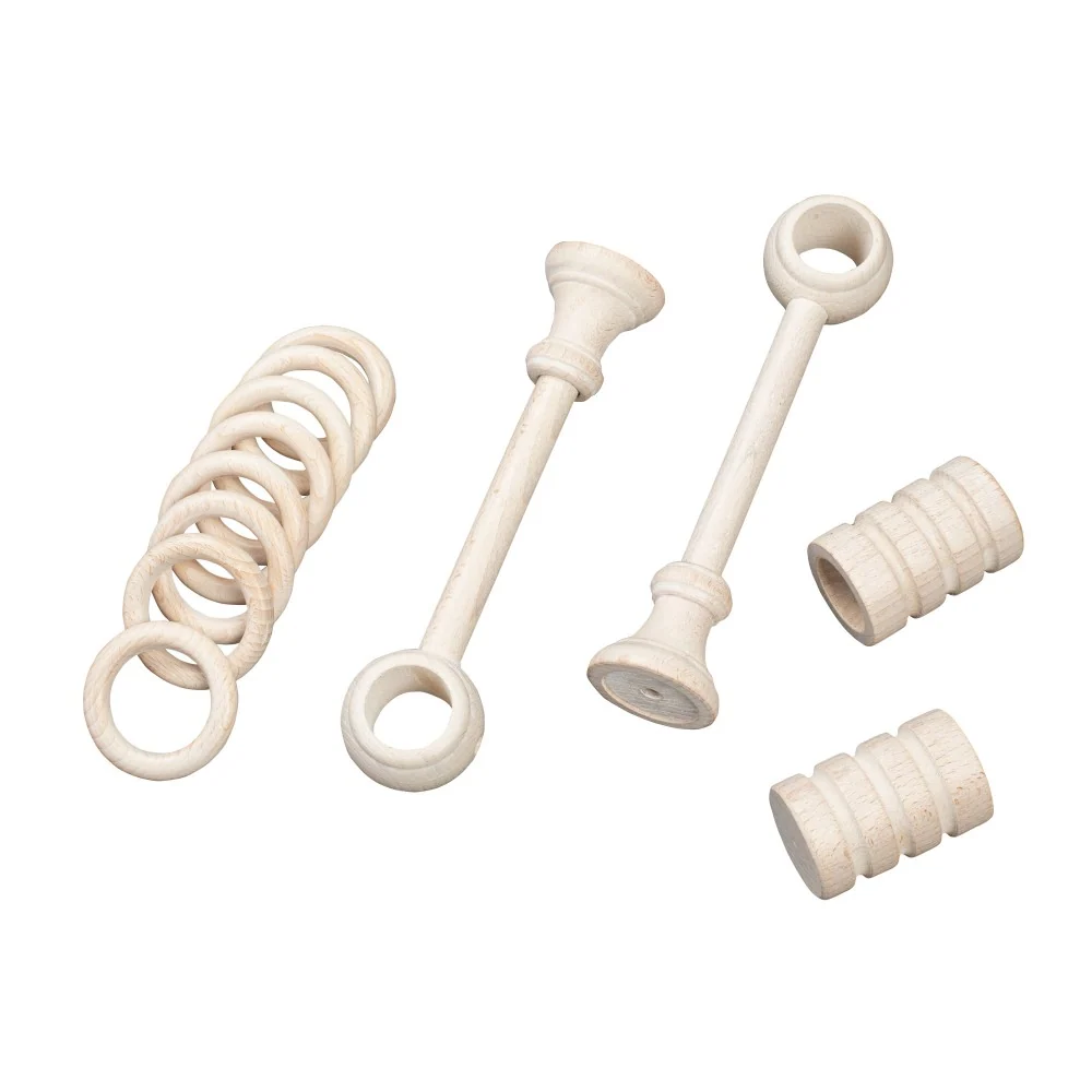 Galerie simpla lemn masiv Pisa, consola standard, nuanta alb-antic, 200 cm - KIT COMPLET