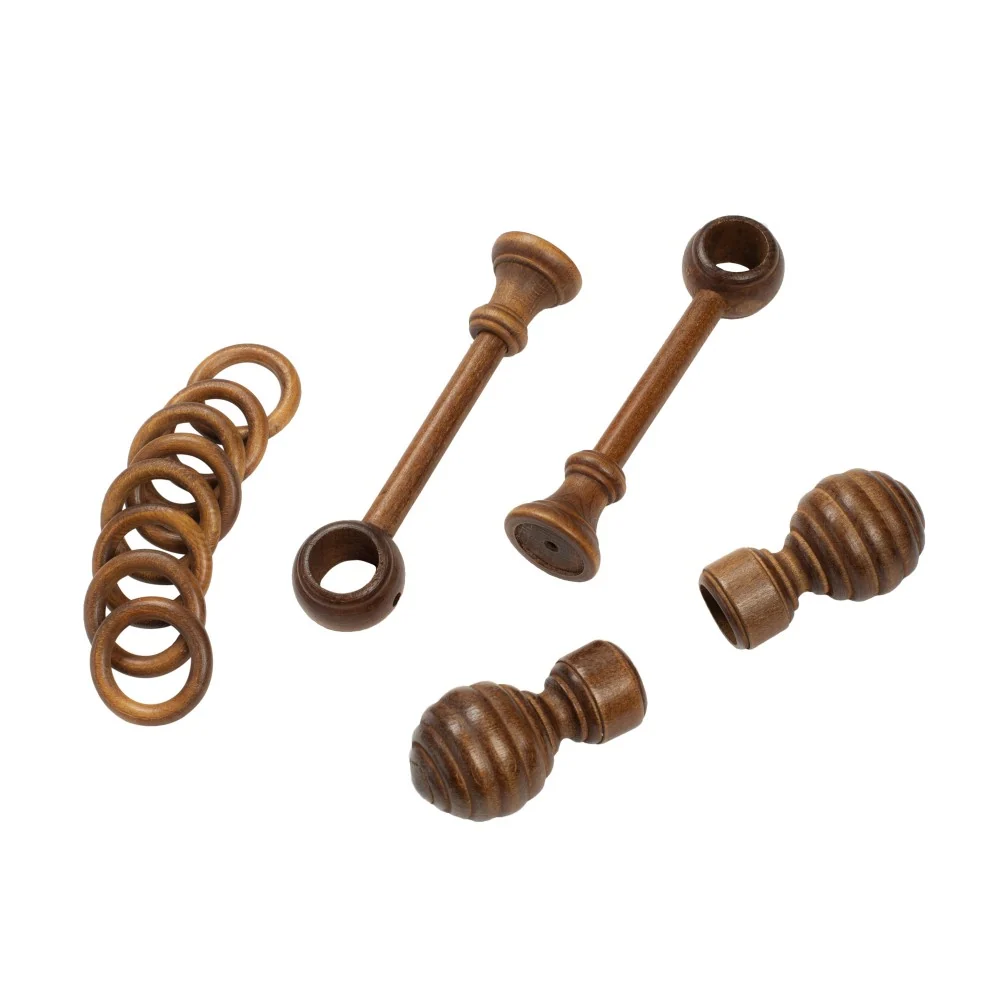 Galerie simpla lemn masiv Regal, consola standard, nuanta nuc, 360 cm - KIT COMPLET