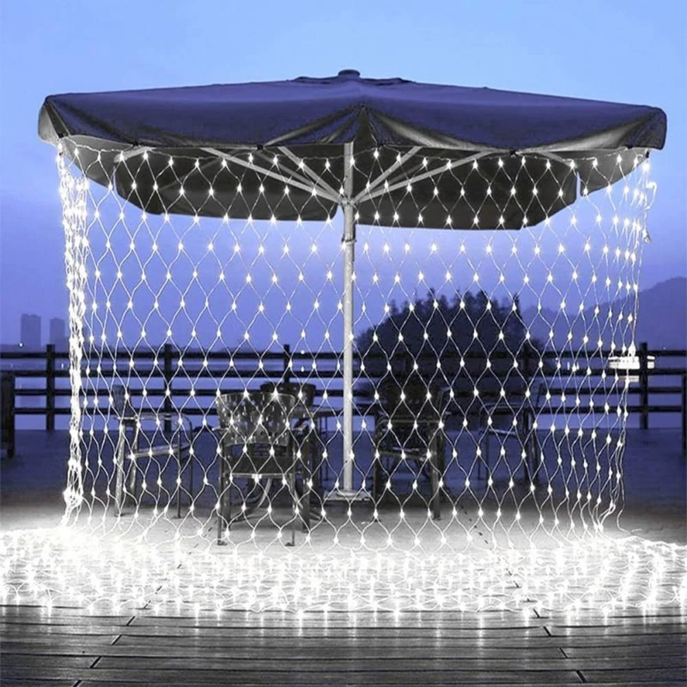 Instalatie Craciun, Tip Plasa, IP 44, 24 x 1 m, 960 LED-uri, Alb rece, 8 jocuri de lumini, Transformator fara telecomanda,...