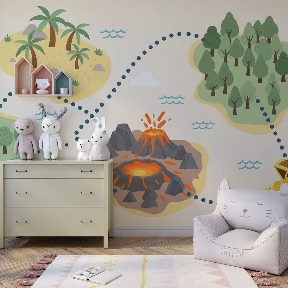 Kids room wallpaper | Hartă aventurii comorii