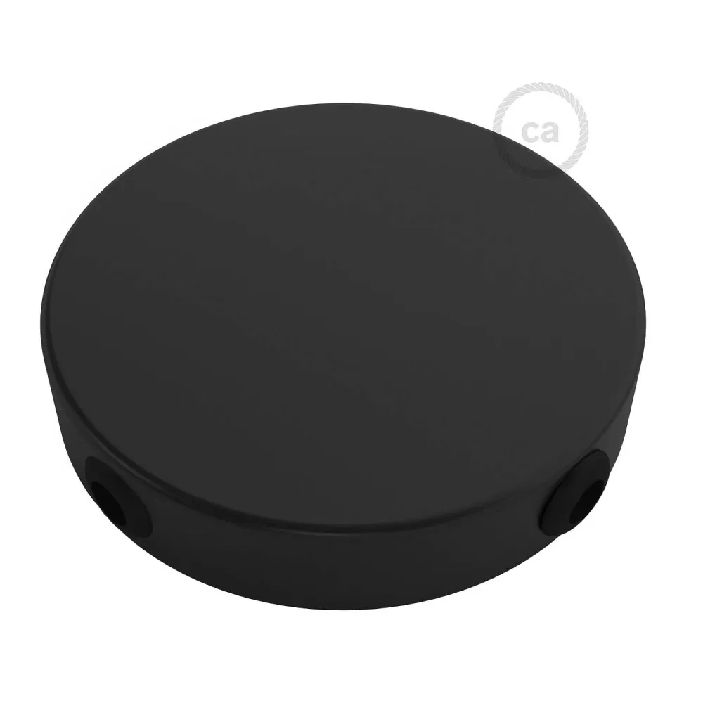 Kit rozetă de tavan cilindrică din metal cu 4 găuri laterale (cutie de derivație) - Negru