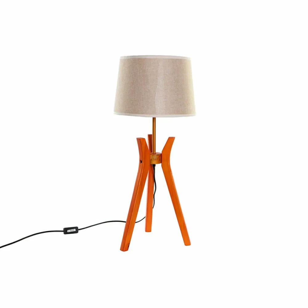 Lampă de Masă DKD Home Decor Maro Bej Poliester Lemn 220 V 50 W