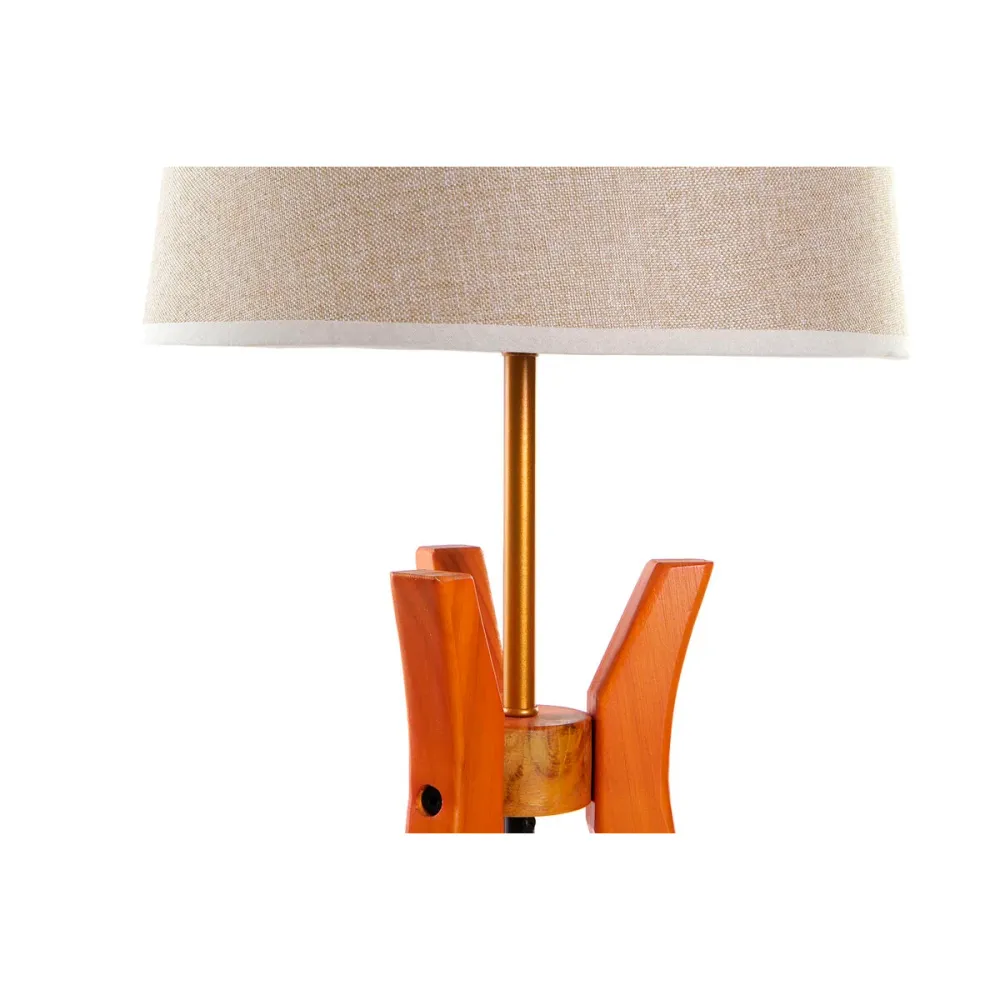 Lampă de Masă DKD Home Decor Maro Bej Poliester Lemn 220 V 50 W