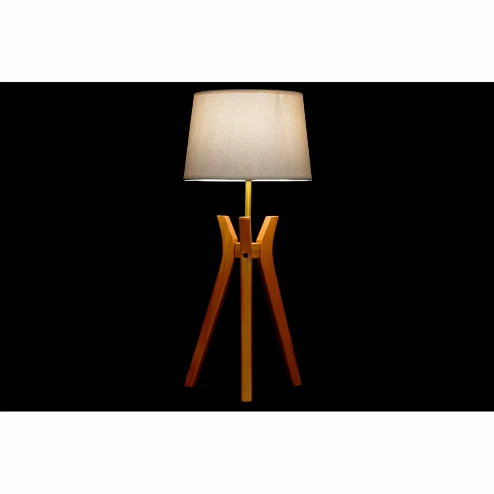 Lampă de Masă DKD Home Decor Maro Bej Poliester Lemn 220 V 50 W