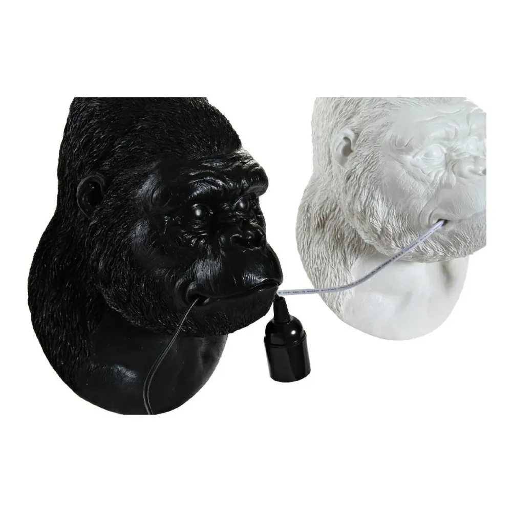 Lampă de Perete DKD Home Decor 23 x 19 x 32 cm Negru Alb Rășă 220 V 50 W Gorilă Modern (2 Unități)