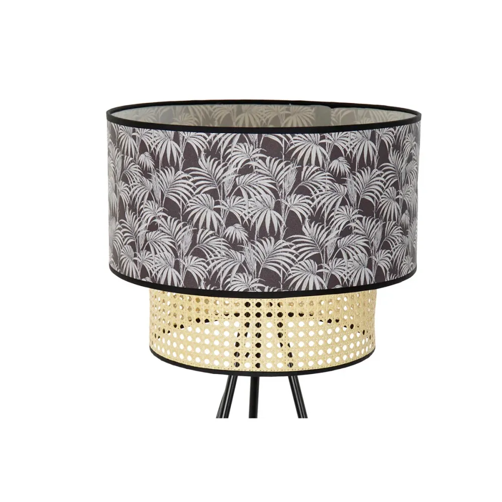 Lampă cu Picior DKD Home Decor Natural Negru Metal Palmieri Poliester Colonial (60 x 60 x 129 cm)