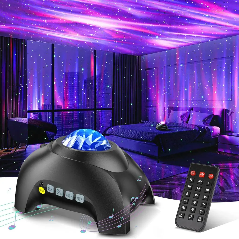 Lampa de Veghe Tip Proiector Timebox, Lumini Nordice, Negru