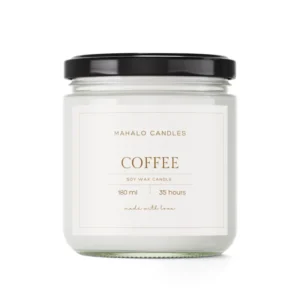 Lumânare din ceară de soia 180ml CAFEA Fabricată manual MahaloCandles