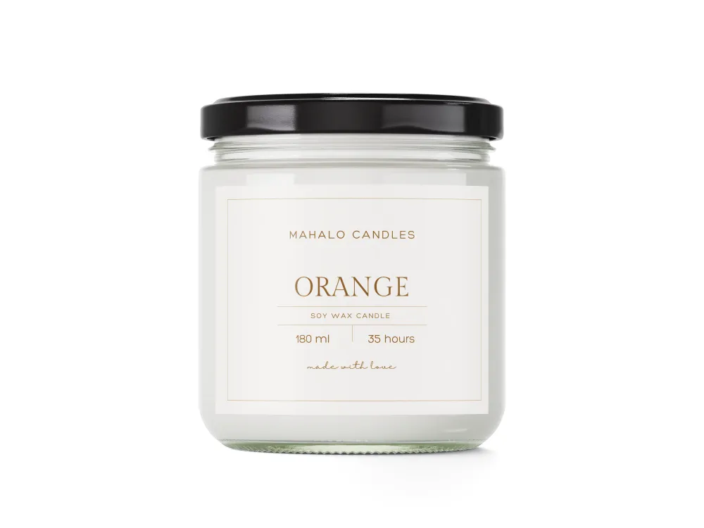 Lumânare din ceară de soia 180ml PORTOCALIU Handmade MahaloCandles