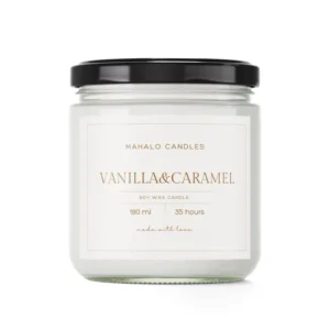 Lumânare din ceară de soia 180ml VANILLA & CARAMEL Handmade MahaloCandles