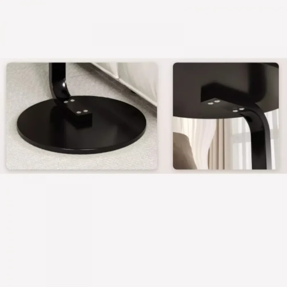 Masuta rotunda pentru cafea, MDF cu metal, 50 x 60 cm, maro cu negru