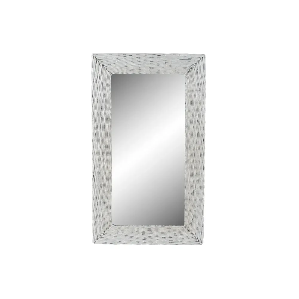 Oglindă de perete DKD Home Decor Geam MDF Alb răchită Cottage (87 x 147 x 4 cm) (87 x 4 x 147 cm)